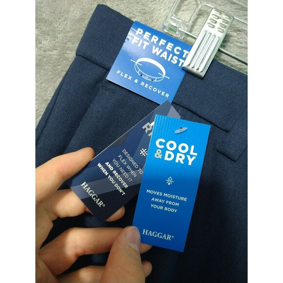 Haggar Pants Mens 34x29 Navy Blue Straight Fit Cool Right Performance Flex Golf - Picture 7 of 12